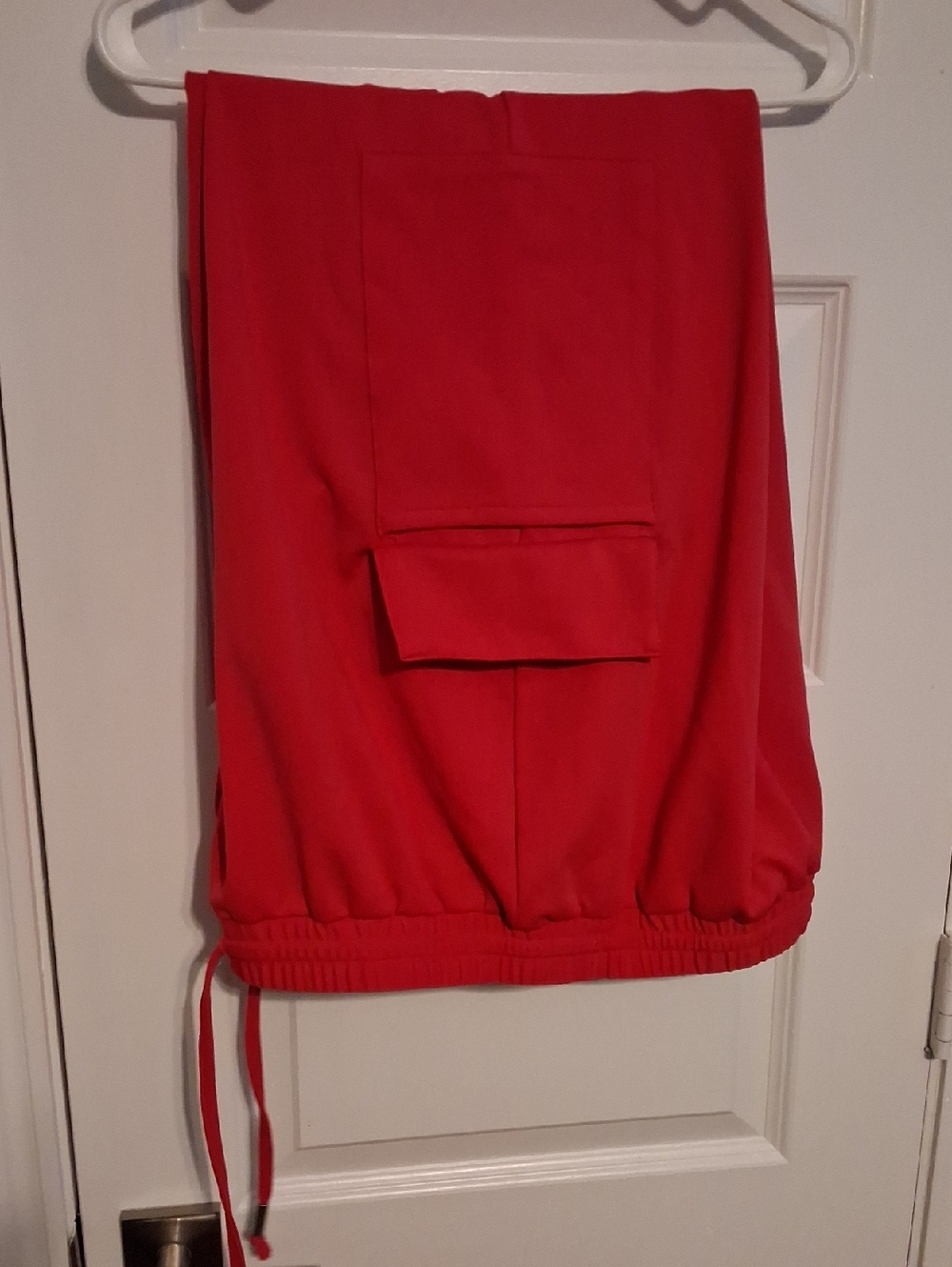 Women’s Red Drawstring Cargo Jogger Pants